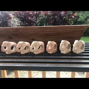 Hand carved soapstone elephant napkin rings